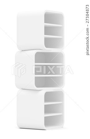 Empty rounded retail shelves. Front view Empty rounded retail shelves. Front view 27384873