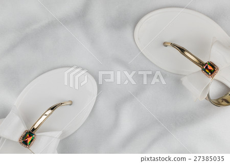 Couple beach white flip flops 27385035