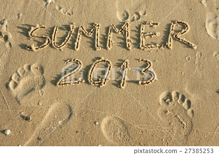 Word summer written by in the sand Word summer written by in the sand 27385253