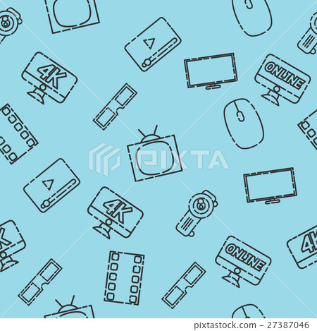 Hand drawn online cinema pattern 27387046