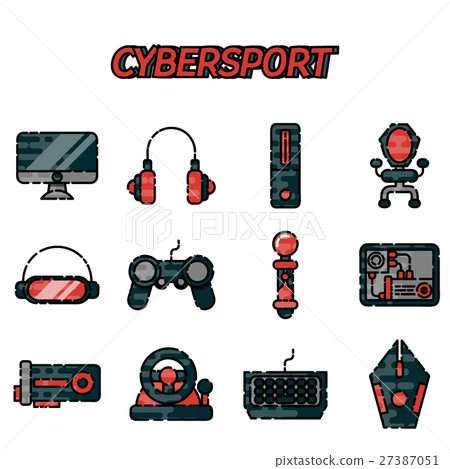 Cybersport flat icons set 27387051