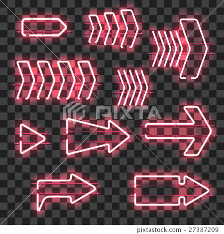 Set of glowing pink neon arrows 27387209