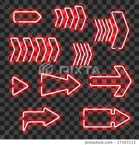 Set of glowing red neon arrows 27387213