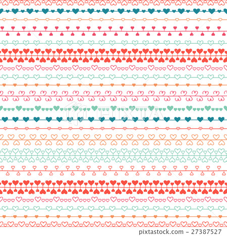 Hand drawn romantic seamless pattern with hearts Hand drawn romantic seamless pattern with hearts 27387527