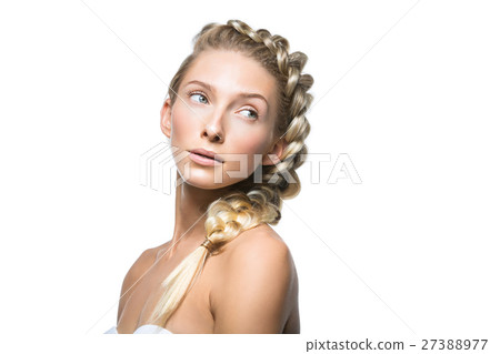 Beautiful girl with braid and natural make-up Beautiful girl with braid and natural make-up 27388977
