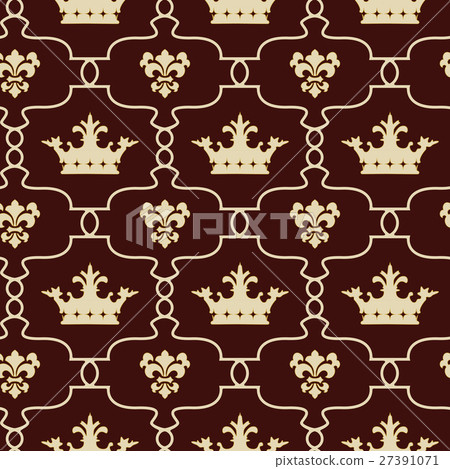 Seamless background with crowns and Fleur de lis 27391071