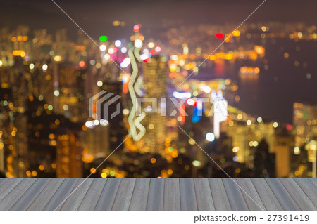 Abstract blurred lights Hong Kong city 27391419