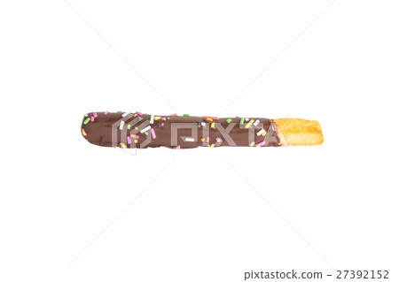 Cocolate covered stick on white background. 27392152