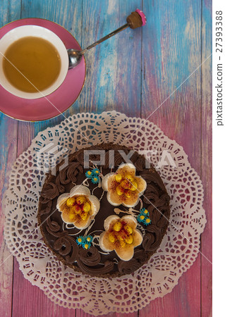 Cake on color background 27393388