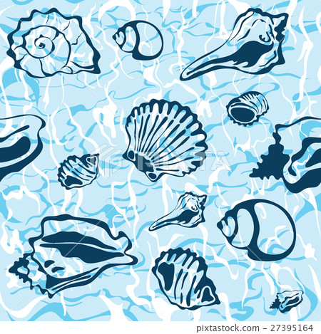 Seamless seashell background 27395164