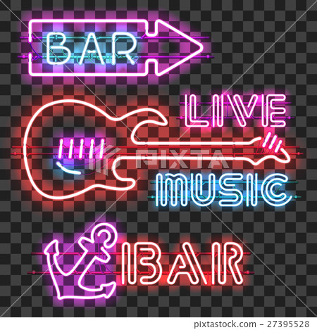 Set of glowing bar neon signs 27395528