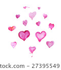 Watercolour hearts drawing on white background 27395549