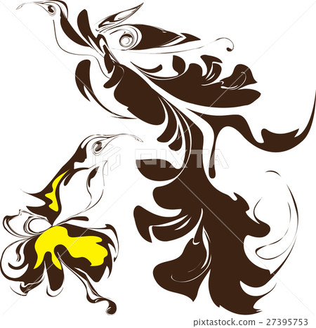 Fantasy couple birds silhouette 27395753