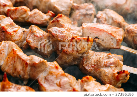 Grilled Barbecue Meat Shashlik Shish Kebab Pork Grilled Barbecue Meat Shashlik Shish Kebab Pork 27396196