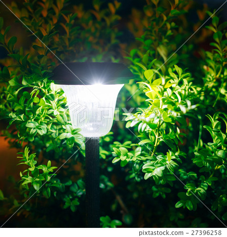 Small Solar Garden Light, Lantern In Flower Bed Small Solar Garden Light, Lantern In Flower Bed 27396258