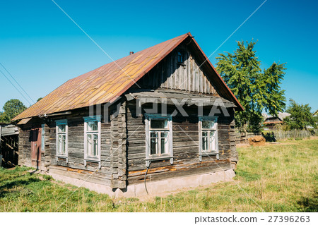 Old Russian Traditional Wooden House In Village Of Old Russian Traditional Wooden House In Village Of 27396263