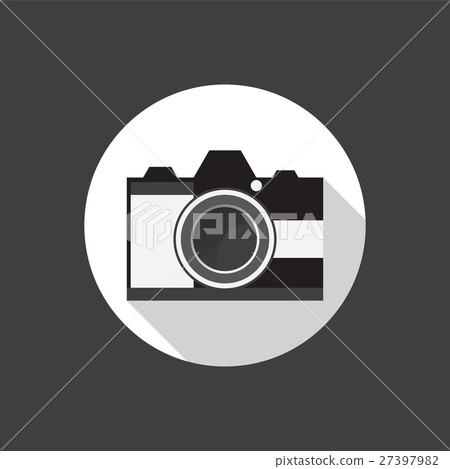 Camera flat icon on black background. 27397982