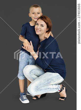 Mother Son Hugging Happiness Together Concept Mother Son Hugging Happiness Together Concept 27401608