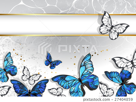 narrow banner with butterflies morpho 27404859