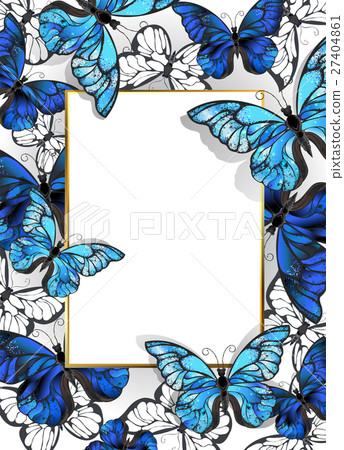 Rectangular banner with butterflies morpho 27404861