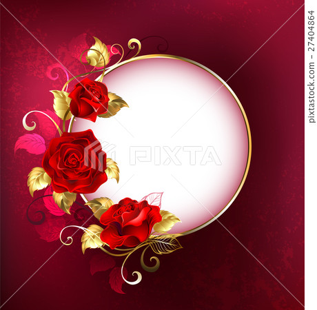 Round banner with red roses Round banner with red roses 27404864