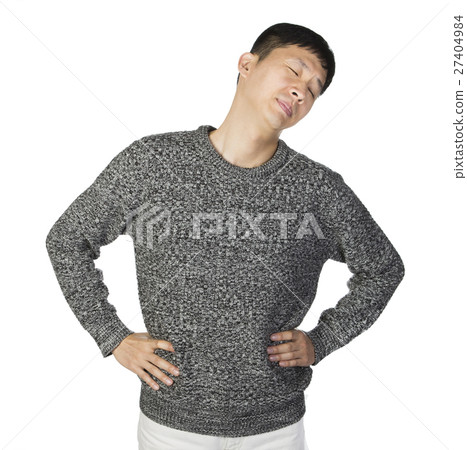 Asian man stretching his neck Asian man stretching his neck 27404984