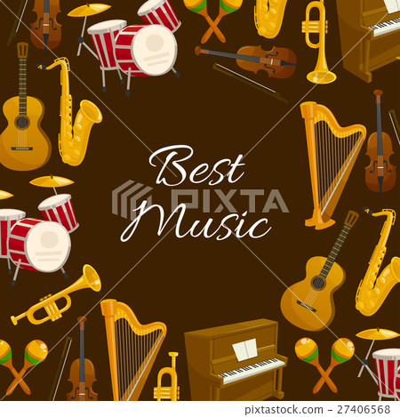 Music poster with musical instrument round frame 27406568