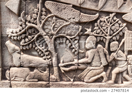 Relief of Bayon temple in Angkor monuments 27407814