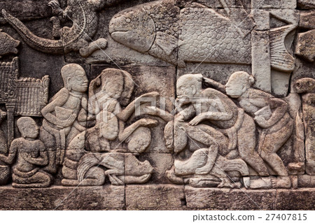 Relief of Bayon temple in Angkor monuments 27407815