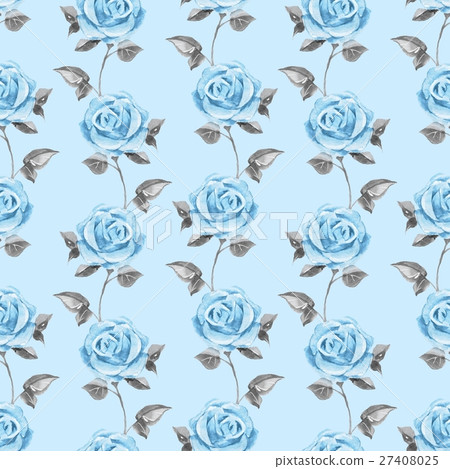 Romantic pattern with roses. Watercolor 09 Romantic pattern with roses. Watercolor 09 27408025
