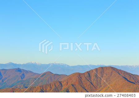 Southern Alps seen from Mitsu Pass [autumn and autumn leaves] 27408403