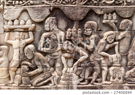 Relief of Bayon temple in Angkor monuments 27408894