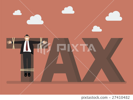 Businessman crucified on tax word 27410482