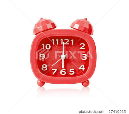 Red alarm clock isolated. 27410915