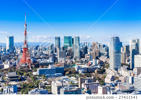  東京塔和都市風景 27411541
