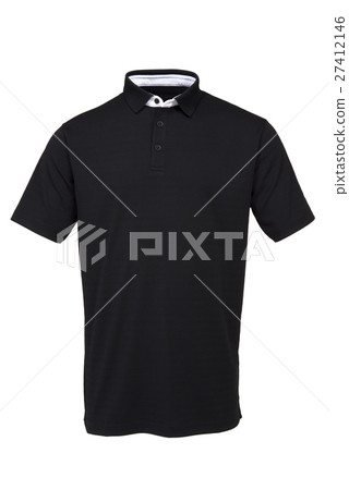 Black golf tee shirt with white collar for man 27412146