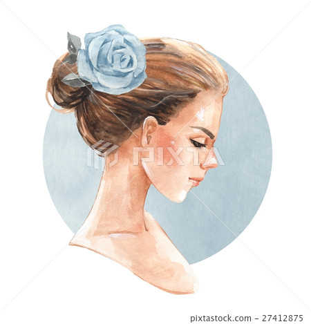 Romantic girl. Flower in her hair 27412875