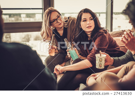 Group of multi ethnic young friends having fun in Group of multi ethnic young friends having fun in 27413630