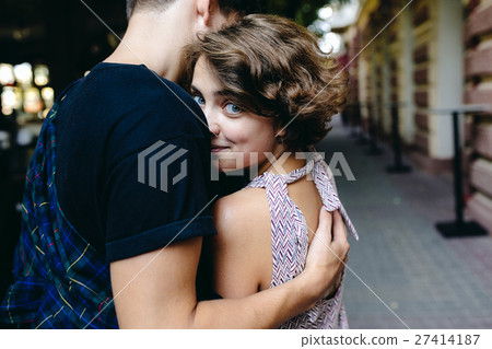 couple hugging in the street couple hugging in the street 27414187