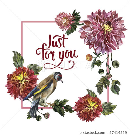 Wildflower aster flower frame in a watercolor Wildflower aster flower frame in a watercolor 27414239