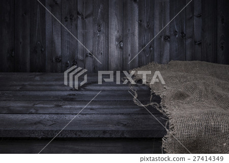 Dark wooden table for product display montage Dark wooden table for product display montage 27414349