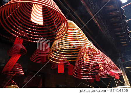 Coil shape incense hang in the Temple Coil shape incense hang in the Temple 27414596