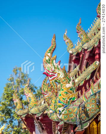 Main church delicate Thai art on roof Main church delicate Thai art on roof 27414830