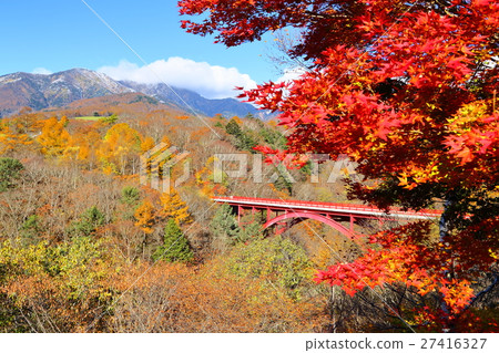 Yatsugatake and autumn leaves [Hokuto City, Yamanashi Prefecture] 27416327