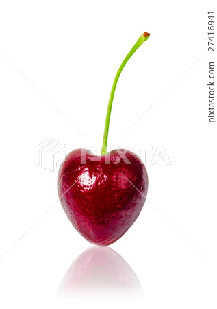 Sweet cherry heart shape isolated on white. Sweet cherry heart shape isolated on white. 27416941