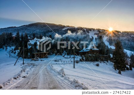 winter landscape in mountainous rural area winter landscape in mountainous rural area 27417422