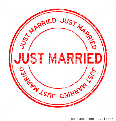 Grunge red just married round rubber stamp Grunge red just married round rubber stamp 27417777