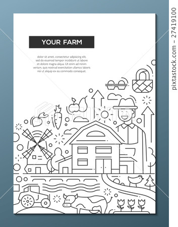 Your Farm - line design brochure poster template - Stock Illustration ...