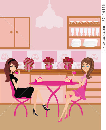 cute pretty girls in coffee break 27419556