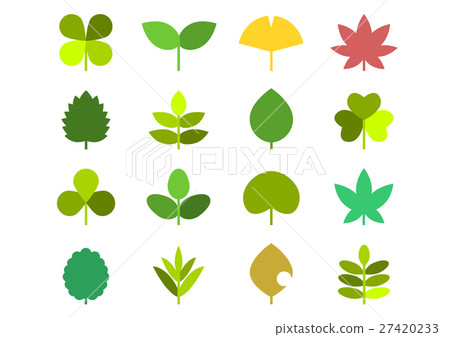 Leaf illustration icon set colorful - Stock Illustration [27420233] - PIXTA